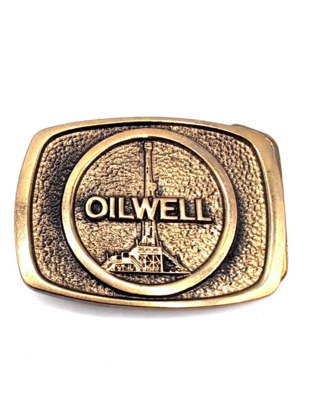 Vintage 1970s Oilwell Solid Brass Belt Buckle for 1.5" Belt BTS Brand Unisex VGC